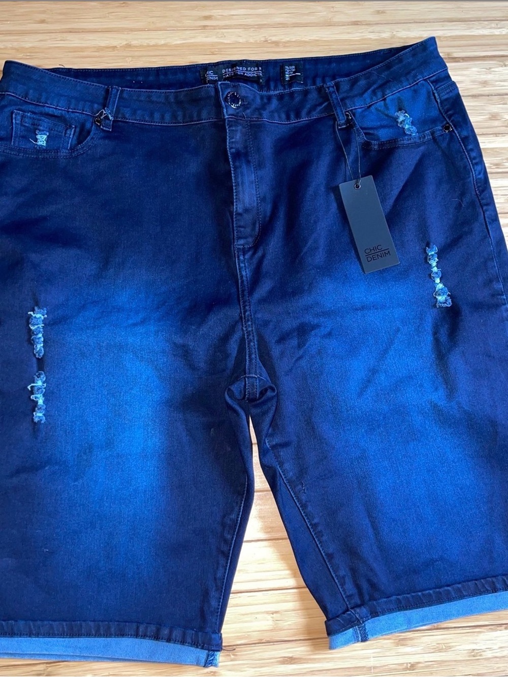 Chic Denim High Rise Distressed Jean Shorts